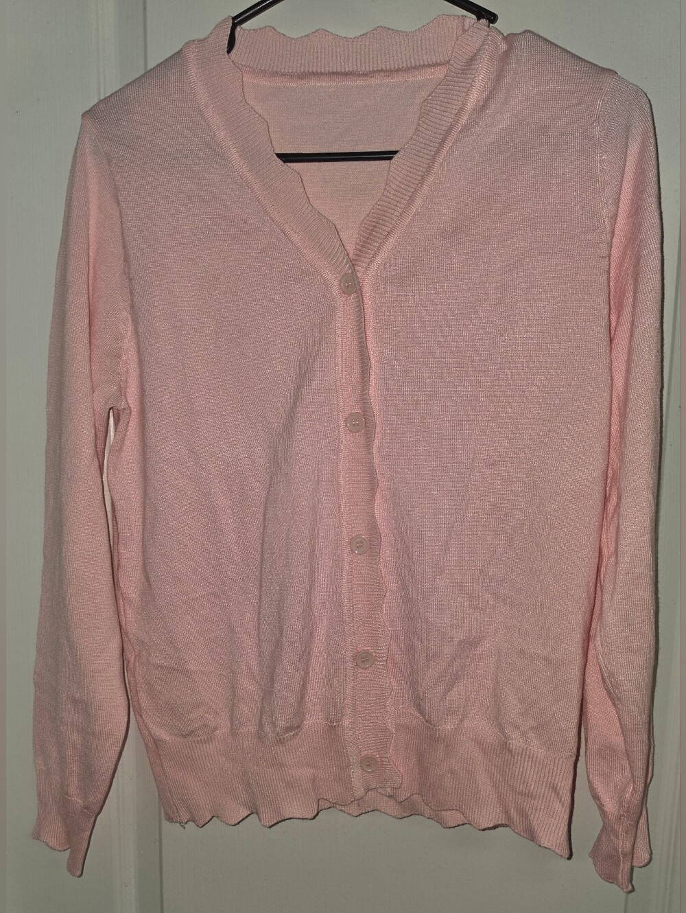 Ruffle Trim Button-Front Cardigan